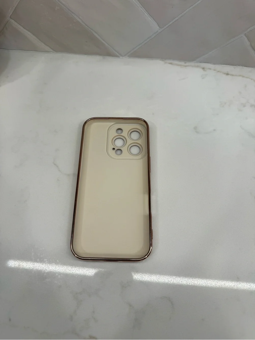 iPhone 16 Pro Elegant Cream & Rose Gold Protective Phone Case